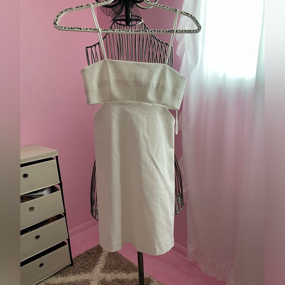 Short white dress with cut outs